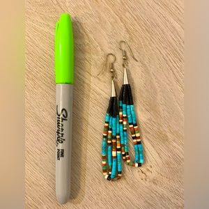 Authentic Native American made turquoise strung earrings.